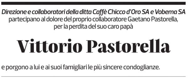 Annuncio funebre Vittorio Pastorella