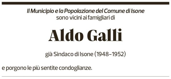 Annuncio funebre Aldo Galli