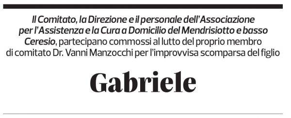 Annuncio funebre Gabriele Manzocchi