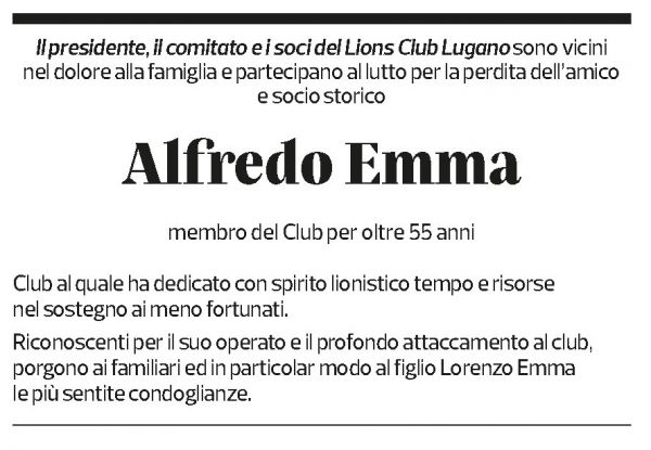 Annuncio funebre Alfredo Emma