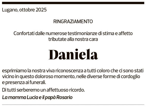 Annuncio funebre Daniela Pescetti