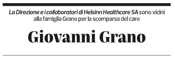 Annuncio funebre Giovanni Grano
