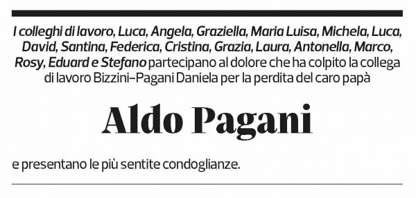 Annuncio funebre Aldo Pagani