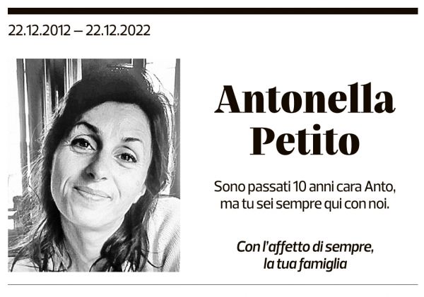 Annuncio funebre Antonella Petito