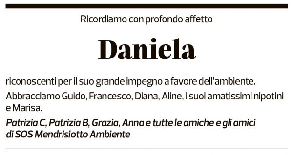 Annuncio funebre Daniela Giudici