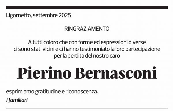 Annuncio funebre Pierino Bernasconi