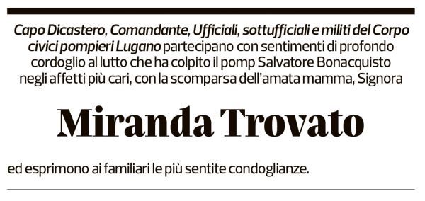 Annuncio funebre Miranda Trovato