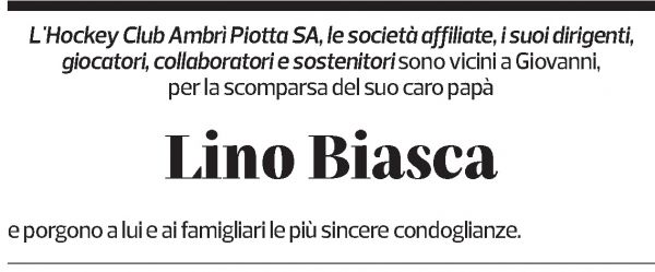 Annuncio funebre Lino Biasca