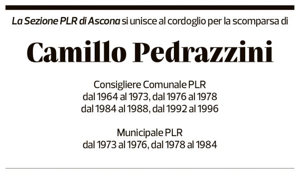 Annuncio funebre Camillo Pedrazzini