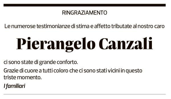 Annuncio funebre Pierangelo Canzali