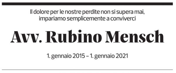Annuncio funebre Rubino Mensh