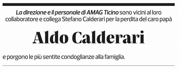 Annuncio funebre Aldo Calderari