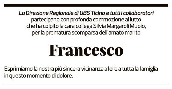 Annuncio funebre Francesco Muoio