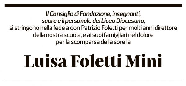 Annuncio funebre Luisa Foletti Mini