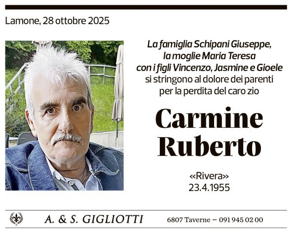 Annuncio funebre Carmine Ruberto