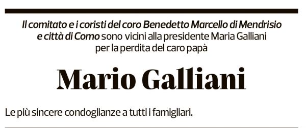 Annuncio funebre Mario Galliani