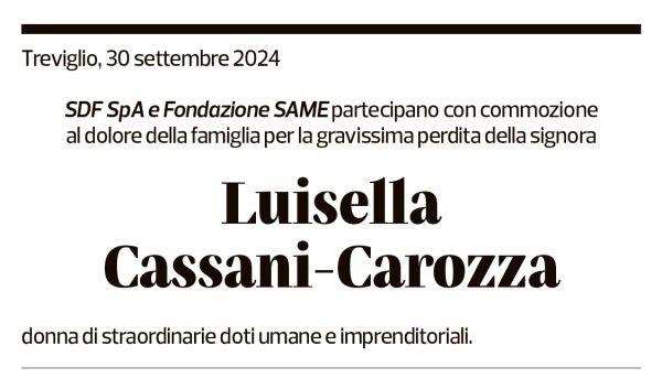 Annuncio funebre Luisella Cassani-carozza