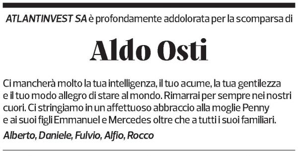 Annuncio funebre Aldo Osti