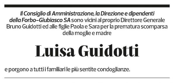 Annuncio funebre Luisa Guidotti