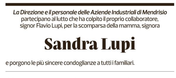 Annuncio funebre Sandra Lupi