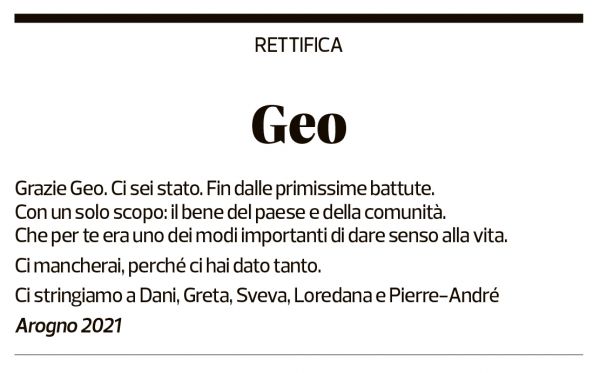 Annuncio funebre Geo Jeanmarie