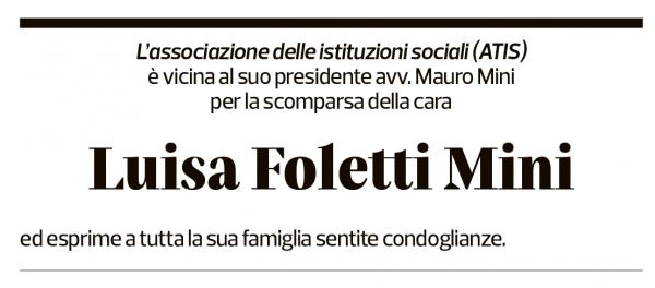 Annuncio funebre Luisa Foletti Mini