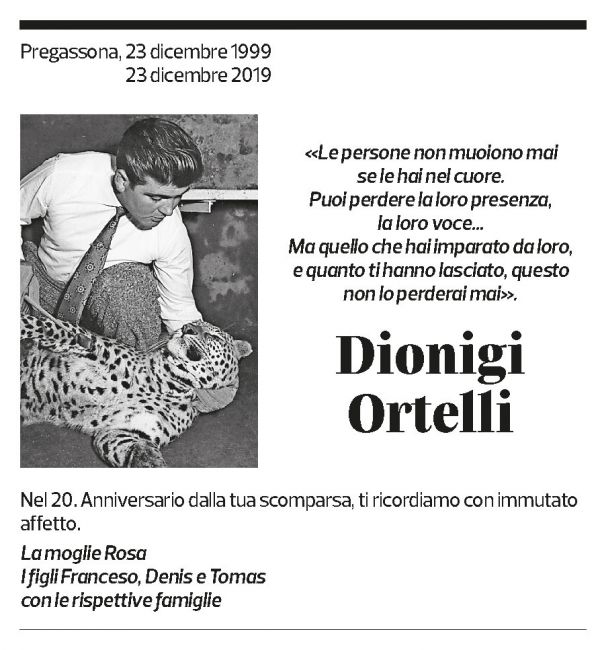 Annuncio funebre Dionigi Ortelli
