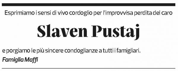 Annuncio funebre Slaven Pustaj