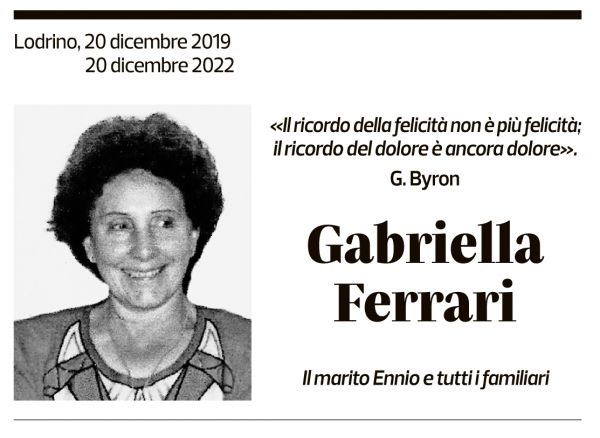 Annuncio funebre Gabriella Ferrari