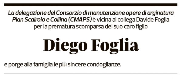 Annuncio funebre Diego Foglia