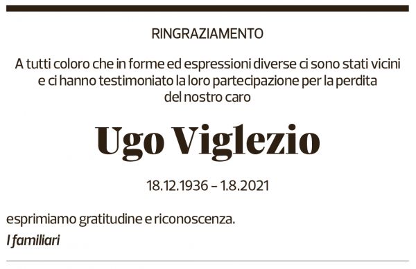 Annuncio funebre Ugo Viglezio