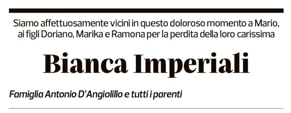 Annuncio funebre Bianca Imperiali