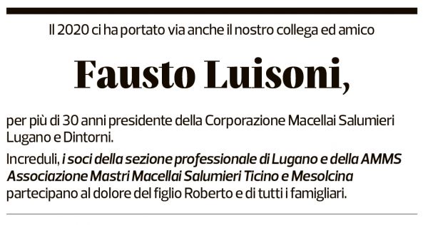 Annuncio funebre Fausto Luisoni