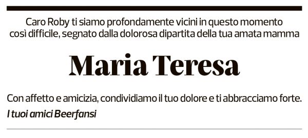 Annuncio funebre Maria Teresa Storni
