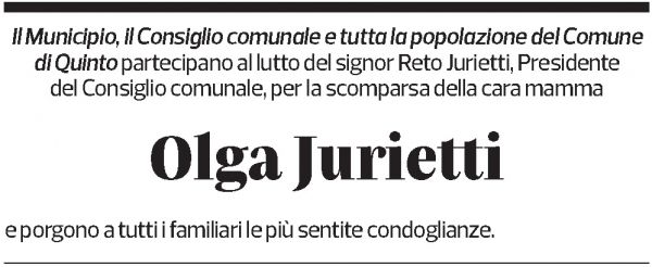 Annuncio funebre Olga Jurietti