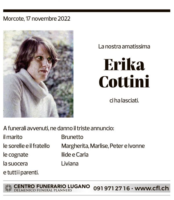 Annuncio funebre Erika Cottini