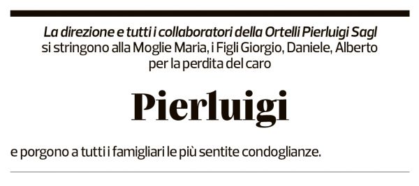 Annuncio funebre Pierluigi Ortelli