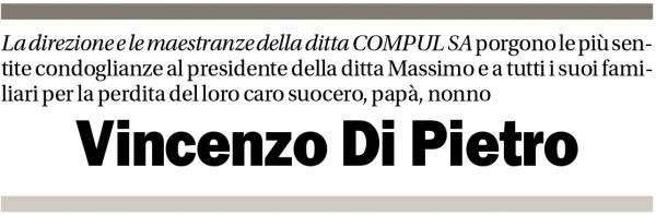 Annuncio funebre Vincenzoo Di Pietro