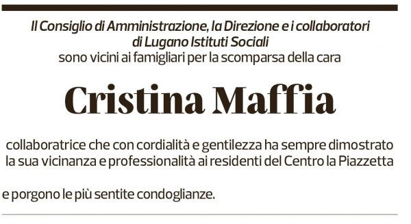 Annuncio funebre Cristina Maffia