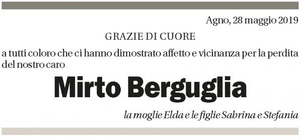 Annuncio funebre Mirto Berguglia