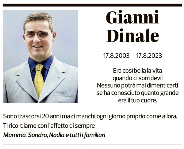 Annuncio funebre Gianni Dinale