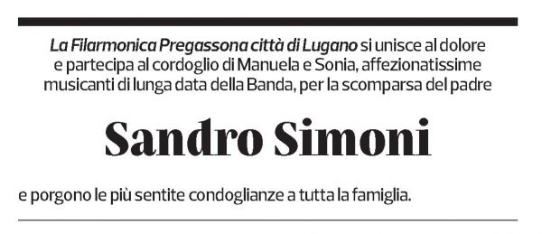 Annuncio funebre Sandro Simoni