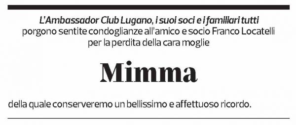 Annuncio funebre Maria Grazia Locatelli