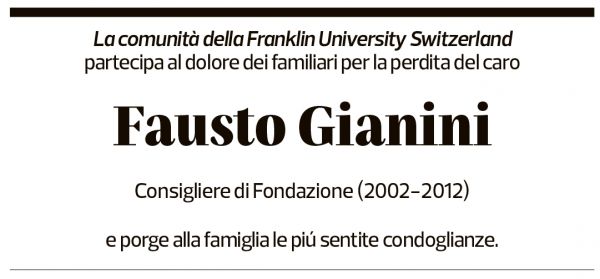 Annuncio funebre Fausto Gianini