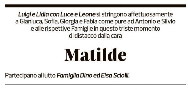 Annuncio funebre Matilde Bonetti Soldati