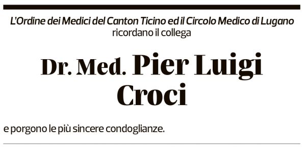 Annuncio funebre Pier Luigi Croci