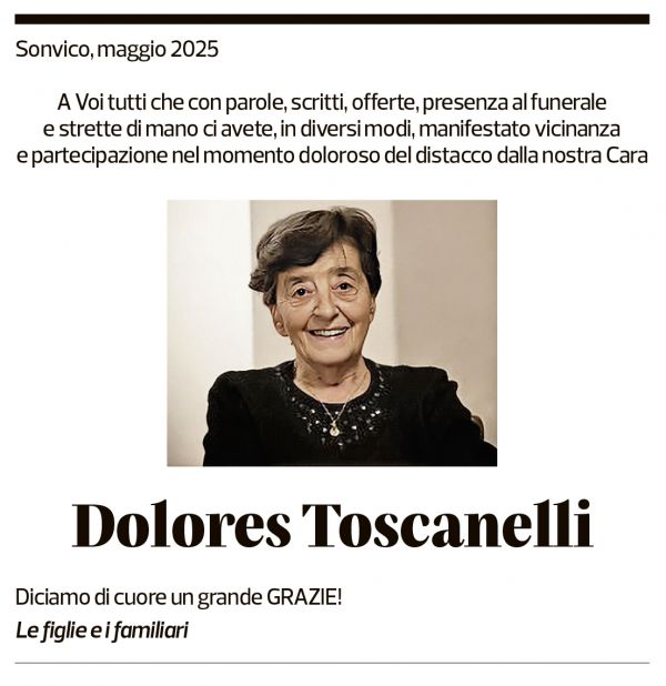 Annuncio funebre Dolores Toscanelli