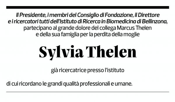 Annuncio funebre Sylvia Thelen