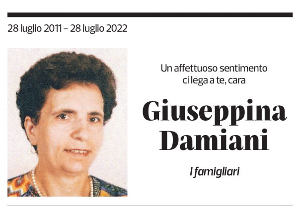 Annuncio funebre Giuseppina Damiani