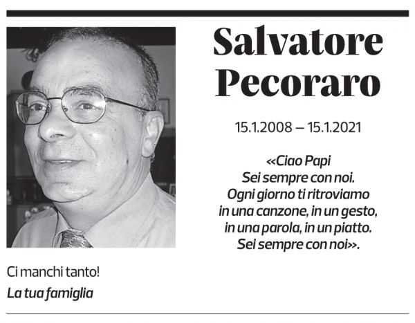 Annuncio funebre Salvatore Pecoraro